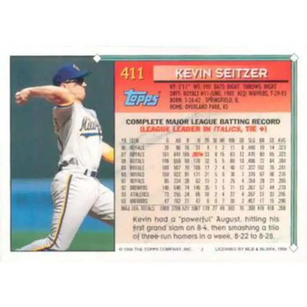 1994 Topps Kevin Seitzer # 411 Milwaukee Brewers